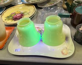 Uranium Glass Shades under Black Light