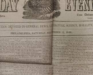 Saturday Evening Post dated September 12th, 1846