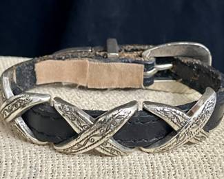 Vtg Brighton Cross Concho Style Leather Bracelet