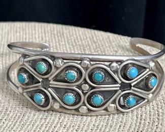 Southwest D A Jim Sterling Silver & Turquoise Cuff