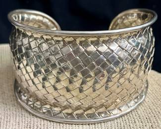 Sterling Silver Woven Style Cuff Bracelet 39.69g