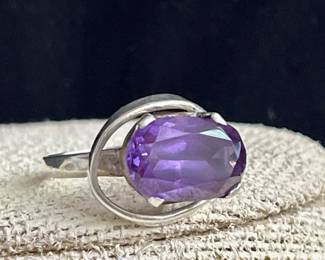 Sterling Silver & Purple-Blue Sapphire 6.79g Sz 9