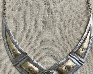 Navajo Charles Johnson Sterling Silver & 12k 
Gold Filled Necklace 57.79g