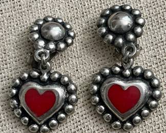 Vtg Clip-On Earrings w/ Red Stones 33.45g