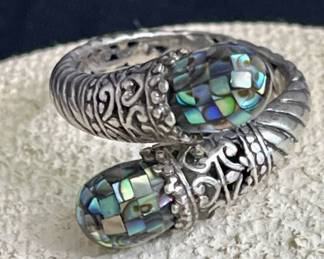 Sterling Silver Ring w/ Mosaic Abalone 7.48g Sz 9