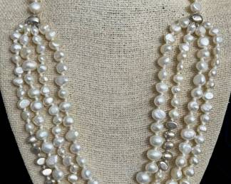 Silpada Sterling Silver & Freshwater Pearl Multi-Strand Necklace