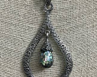 Sterling Silver Necklace w/ Mosaic Abalone 18in
