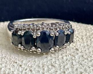 Sterling Silver Ring w/ Sapphires 4.89g Sz 7