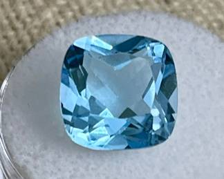 8.40ct Faceted Blue Topaz Gemstone in Gem Jar