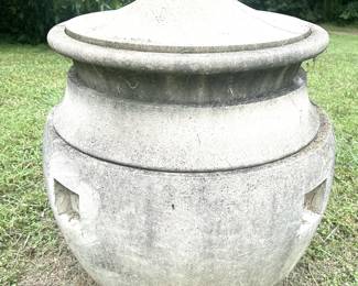 Large Chinese Concrete garden urn & lid 