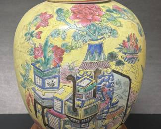 Antique Chinese porcelain ginger jar.   This is one of a matching pair. 