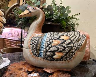 Large Italian pottery Goose tureen 