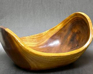 Hand carved free form wooden bowl 