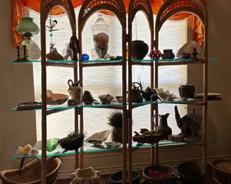 Rattan & Glass Etagere 