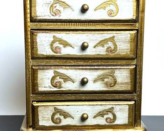 Vintage Florentine jewelry cabinet & musical box