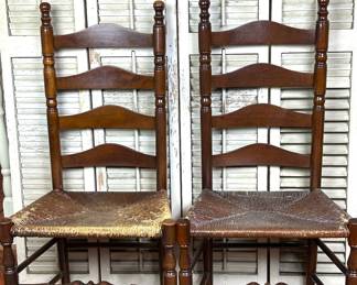 Vintage Early American Style Ladder Back Chairs 