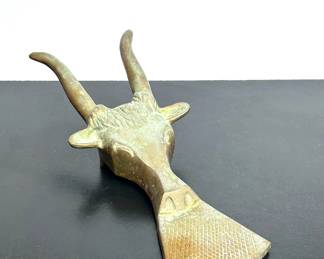 Vintage solid brass longhorn boot horn 