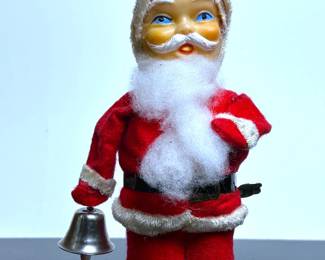 Vintage 1950s wind up Santa Claus ringing a bell 