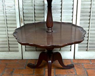 Vintage mahogany two tier dumbwaiter table