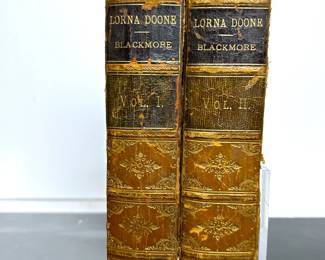 Antique leather bound books, Lorna Doone Vol. I & II