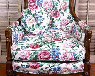 Vintage 1960s Bergere Chair.  Hollywood Regency meets vintage Laura Ashley 