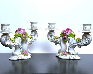 German Porcelain Candle Holders
