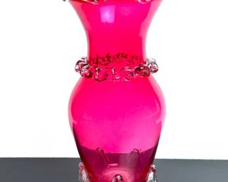 Antique hand blown cranberry art glass