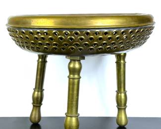 Vintage brass foot warmer stool from India 