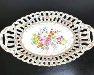 Pierced Dresden Porcelain Bowl 