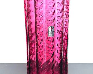 Vintage cranberry glass vase by Pilgrim Glass