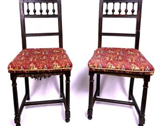 Matching pair of antique English oak side chairs 