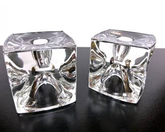 Pair of Mid Century Ice Cube Candle Holders designed by Rudolf Jurnikl in 1965