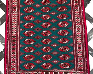 Hand woven Bokhara Rug with Green Field