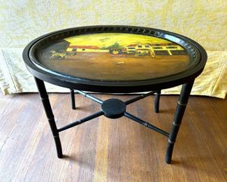 Antique English tole tray table 