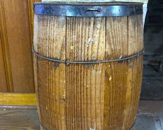 Antique hardware store nail barrel  