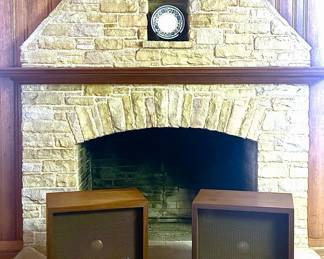 A pair of mid century JBL Speakers Model C-38 with aluminum legs in the style of George Nelson 