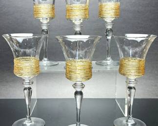 A set of hard to find 1920s water goblets by Fry Glass of Rochester, PA.   