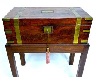 1800s British Campaign portable letter writing desk with stand
