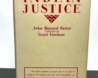 Book, Indian Justice by John Howard Payne, Edited by Grant Foreman, published in 1934.