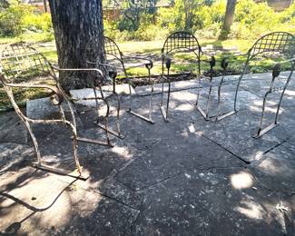 Old metal patio garden chairs 