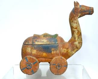 Vintage Wooden Camel Spice Box on Wheels  Lot # 267