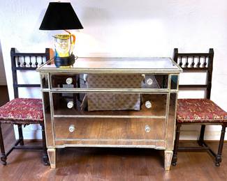 Mirrored Regency styled dresser 