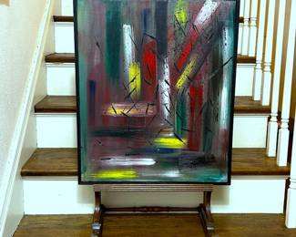 Mid century abstract painting by local artist,  Roibeth Sullivan (1933-2013)