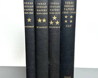 Vintage four volume book set by Texas State Library, Texas Indian Papers
