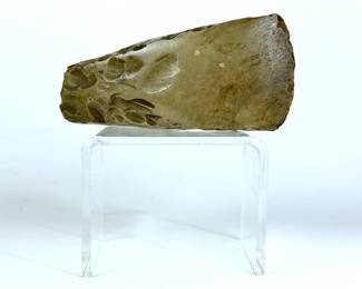 A second Ancient Scandinavian thick butted stone axe head that was could possibly from the Neolithic period (Funnel Beaker Phase).   This was found by the consignors father when he was a teenage in the 1920s on his grandfather's farm that was near the town of Ringkøbing  .....To register so you can place bids go to www.capitolsalesservices.hibid.com 