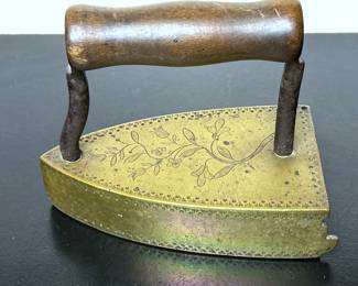Antique brass clothes iron 