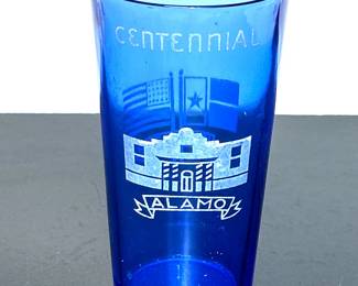 Texas Centennial Blue Glass Tumbler 