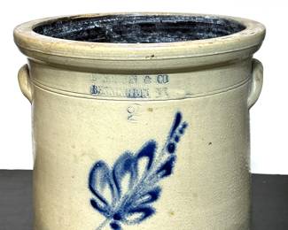 Another 1800s salt glazed stoneware crock by E. Norton & Company of  Bennington, VT 