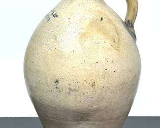Antique 1800s large Charlestown salt glazed stoneware jug  .....To register so you can place bids go to www.capitolsalesservices.hibid.com 