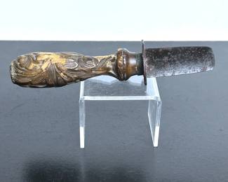 Antique squared off knife used by a professional wooden shoe maker in Denmark 